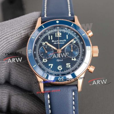 Blancpain Air Command Chronograph Rose Gold Titanium Blue Swiss Replica Watch